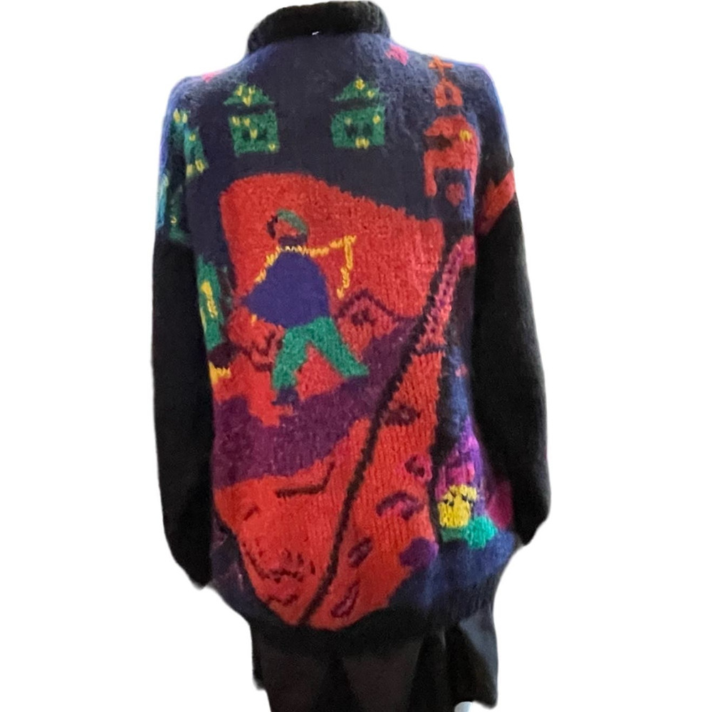Vtg 80s 90s Agatha Brown Mohair Blend Cardigan Sweater Womens L Artsy Italian